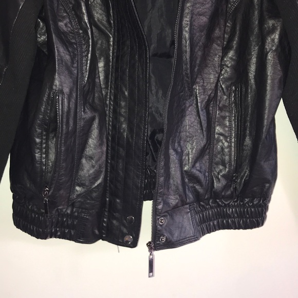 Black Faux Leather Jack with Stretch Arms & Waist - Picture 5 of 8